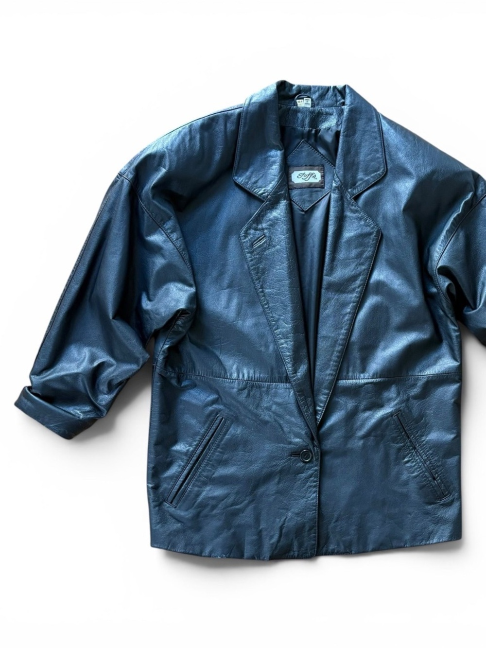Vintage 90's Black Leather Trench Coat Jacket